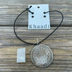 Khaadi Women Necklace Vintage style Silver Tone W/ Black Cord New with tags